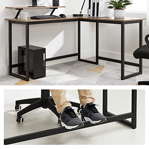 VASAGLE L-Shaped Computer Desk, Industrial Workstation for Home Office Study Writing and Gaming, Space-Saving, Easy Assembly, 55.1”D x 51.2”W, Greige