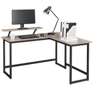 VASAGLE L-Shaped Computer Desk, Industrial Workstation for Home Office Study Writing and Gaming, Space-Saving, Easy Assembly, 55.1”D x 51.2”W, Greige