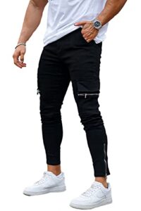 gingtto black jeans for men stretch fit skinny denim pants for men slim size 32