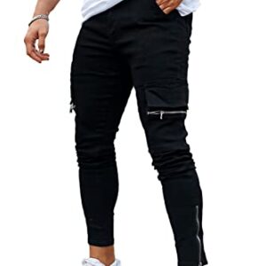 GINGTTO Black Jeans for Men Stretch Fit Skinny Denim Pants for Men Slim Size 32