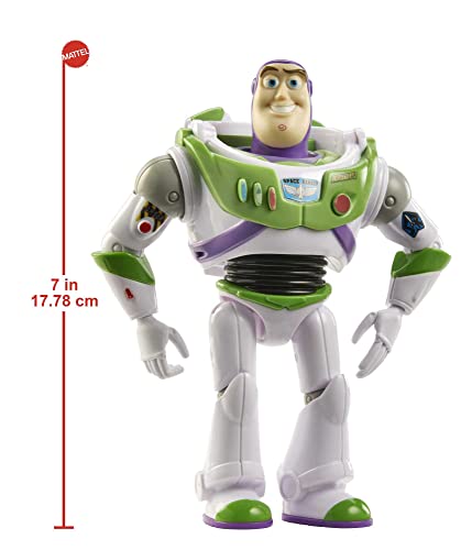 Mattel Disney Pixar Buzz Lightyear Action Figure, Posable Character in Signature Look, Collectible Toy, 7 Inch