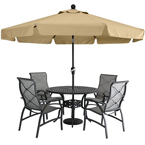 MASTERCANOPY Valance Patio Umbrella for Outdoor Table Market -8 Ribs (7.5ft, Khaki)