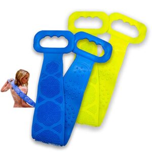 silicone back scrubber for shower i 2 pack extra long silicone bath body brush body scrubbers for use in shower | scrubby buddy back scrubber | silicone body scrubber | back washer for shower