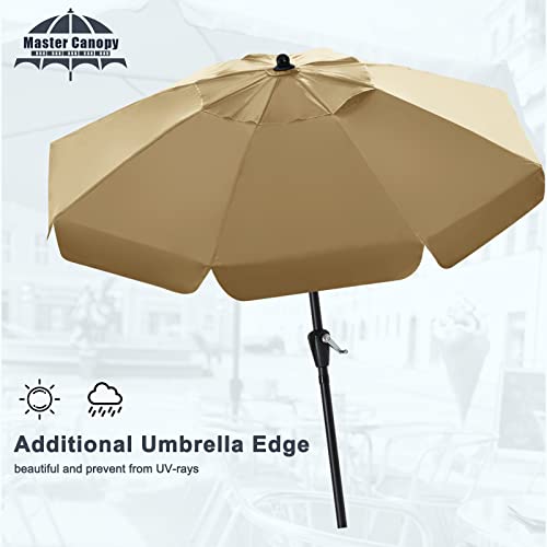 MASTERCANOPY Valance Patio Umbrella for Outdoor Table Market -8 Ribs (7.5ft, Khaki)