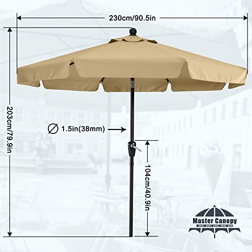 MASTERCANOPY Valance Patio Umbrella for Outdoor Table Market -8 Ribs (7.5ft, Khaki)