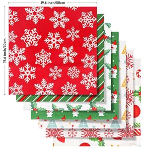 20 Pieces Christmas Cotton Fabric Bundles Sewing Square Christmas Tree Patchwork Precut Snowflake Printed Fabric Scraps for DIY Sewing Quilting Christmas Dress Apron Crafts (10 x 10 Inch)