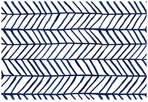 HAOKHOME 96020-2 Modern Stripe Peel and Stick Wallpaper for Bedroom Herringbone Navy Blue Vinyl Removable Decoration 17.7in x 9.8ft