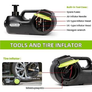 Anbull Electric Car Jack Kit 5 Ton,Hydraulic Car Jack Lift DC12V with Electric Impact Wrench & Inflator for SUV MPV Sedan Truck Tire Change & Garage Repair（Lifting Range 6.1-21.7 inch）