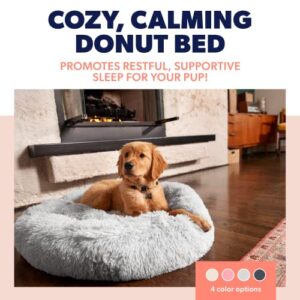 Active Pets Plush Calming Donut Dog Bed - Anti Anxiety Bed for Dogs, Soft Fuzzy Comfort - for Small Dogs and Cats, Fits up to 25lbs, 23" x 23" (Small, Dark Grey)