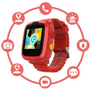 new 4g edition - kids smart watch for (red) boys girls (age 3 years +) - touch-screen smartwatch with sim card – remote monitoring/video call/gps tracker - ready out of the box