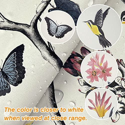 Orainege Floral Peel and Stick Wallpaper Vintage Floral Contact Paper 17.7 inch x 78.7 inch Flowers and Butterfly Contact Paper Peel and Stick Wallpaper Birds Removable Wallpaper Bathroom Wall Paper