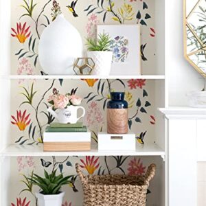 Orainege Floral Peel and Stick Wallpaper Vintage Floral Contact Paper 17.7 inch x 78.7 inch Flowers and Butterfly Contact Paper Peel and Stick Wallpaper Birds Removable Wallpaper Bathroom Wall Paper