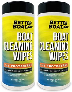 boat cleaner wipes with uv protection boat vinyl cleaner and protectant car leather marine boat seat cleaner dashboard & console boat cleaning supplies interior and exterior clean & wash products 2pk