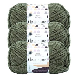 lion brand hue + me yarn for knitting, crocheting, and crafting, bulky and thick, soft acrylic and wool yarn, fatigues, (3-pack)
