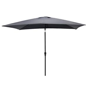 flame&shade 6.5 x 10 ft rectangular outdoor market patio table umbrella with tilt, anthracite
