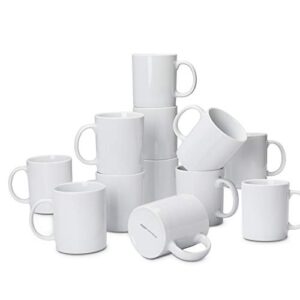 amazoncommercial 12-piece porcelain, 10 oz. gourment coffee mug set, white