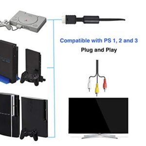 Suncala （NOT HDMI） 6FT AV TV RCA Audio Video Cord Cable for Playstation PS2 PS3 Cable (1Pack)