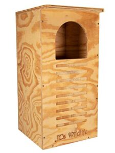 jcs wildlife barred owl nesting box - treated exterior grade plywood - mounting hardware and pine shavings included - dedicated clean out door for easy cleaning - made in the usa