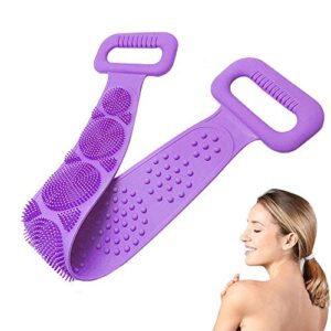 silicone bath body brush, exfoliating silicone body back scrubber, deep clean back acne & bacne, extra long and super soft, suitable for women ＆ men