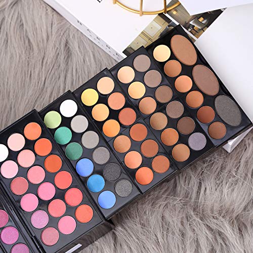 All In One Makeup Kit 142 Ultimate Colors Matte Shimmer Eyeshadow Palette Colorful Gifts For Women 3 blush 3 Sponge Brushs 3 Eyebrow Powder Professional Cosmetics Fashion Women Makeup Case Full Primer Set Present