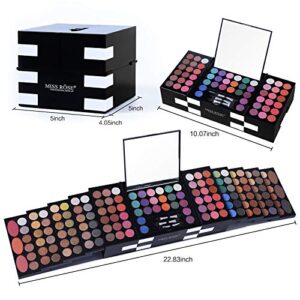 All In One Makeup Kit 142 Ultimate Colors Matte Shimmer Eyeshadow Palette Colorful Gifts For Women 3 blush 3 Sponge Brushs 3 Eyebrow Powder Professional Cosmetics Fashion Women Makeup Case Full Primer Set Present