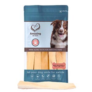 Amazing Dog Treats - Beef Cheek Strips Premium Dog Chew (6 Inch - 6 Pack) - NO Odor - Thick Cut - Rawhide Alternative - Beef Cheek Slice Chip Sticks - No Dyes, Chemicals, or Preservatives