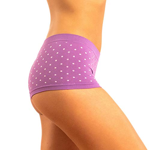 Alyce Ives Intimates Pack of 12 Womens Seamless No Show Boyshort with Polka Dots & Stripes