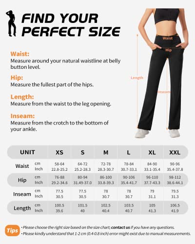 CAMBIVO Flare Yoga Pants for Women High Waist, Bootcut Workout Stretch Leggings with Pockets & Tummy Control, Non-See-Through Black