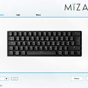 Mizar MZ60 Luna Mechanical Gaming Keyboard | 60% Keyboard 62 Key ANSI US Layout | RGB LED Backlit | Anti Ghosting NKRO | Progammable Macro Keys | Hotswap Gateron Optical Blue Switches | White