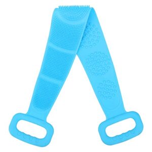 Silicone Bath Body Brush, Exfoliating Silicone Body Back Scrubber, Deep Clean Back Acne & Bacne, Extra Long and Super Soft, Suitable for Women ＆ Men (Blue)