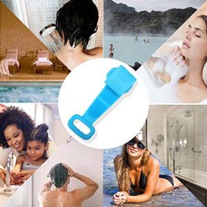 Silicone Bath Body Brush, Exfoliating Silicone Body Back Scrubber, Deep Clean Back Acne & Bacne, Extra Long and Super Soft, Suitable for Women ＆ Men (Blue)