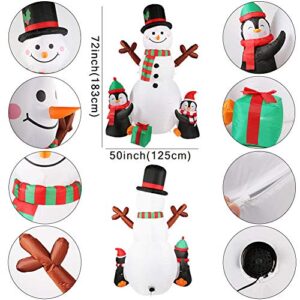 OurWarm 6ft Christmas Inflatables Christmas Decorations Outdoor, Inflatable Snowman Penguin Blow Up Yard Decorations with Rotating LED Lights for Indoor Outdoor Christmas Decorations Yard Garden Decor