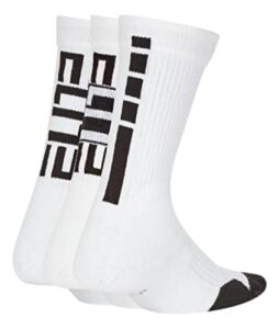 nike elite crew socks 3-pair (little kid/big kid) white/black md (5-7 big kid shoe, 6-10 women shoe, 6-8 men shoe)