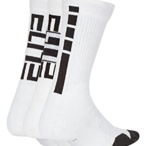 Nike Elite Crew Socks 3-Pair (Little Kid/Big Kid) White/Black MD (5-7 Big Kid Shoe, 6-10 Women Shoe, 6-8 Men Shoe)