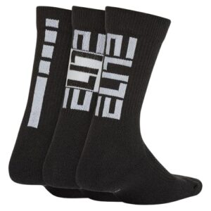 Nike Elite Crew Socks 3-Pair (Little Kid/Big Kid) Black/White MD (5-7 Big Kid Shoe, 6-10 Women Shoe, 6-8 Men Shoe)