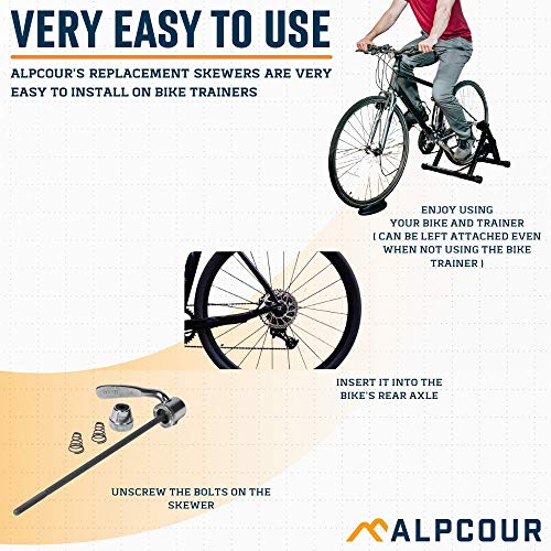 Alpcour Replacement Skewer – Quick Release Rear Wheel Axel Skewer for Road Mountain Bike Trainer – Indoor and Stationary Bicycle Training Replacement Parts and Accessories