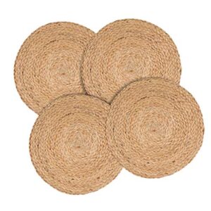 farmhouse jute braided placemat set of 4 - round hand beaded charger placemat -hand made by skilled artisans - a beautiful complement to your dinner table décor - natural - 13 inch round