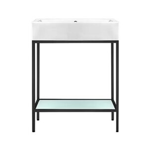 Swiss Madison Well Made Forever Pierre 24 Single, Freestanding, Matte Black Metal Frame Bathroom Vanity