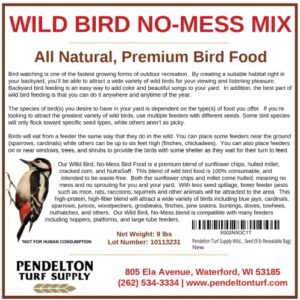 Pendelton Turf Supply Wild Bird, No-Mess Mix | All-Natural, Premium Bird Seed (9 lb Resealable Bag)