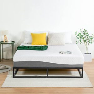 olee sleep 9 inch modern metal platform bed frame / wooden slats / mattress foundation / wood slat support / no box spring needed, queen,vc09bx01q,black