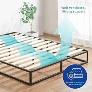 Olee Sleep 9 Inch Modern Metal Platform Bed Frame / Wooden Slats / Mattress Foundation / Wood Slat Support / No Box Spring Needed, Queen,VC09BX01Q,Black