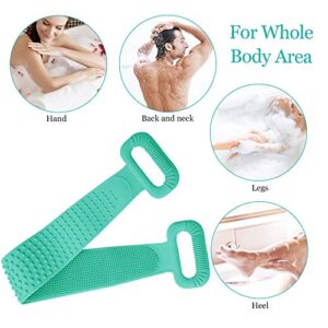 Inmorven 35.5 inches/90 cm Back Scrubber for Shower,Super Long Bath Body Brush Exfoliating Silicone Body Scrubber for Men and Women Long Lasting and Easy to Use.(Green)