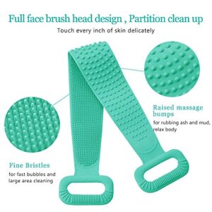 Inmorven 35.5 inches/90 cm Back Scrubber for Shower,Super Long Bath Body Brush Exfoliating Silicone Body Scrubber for Men and Women Long Lasting and Easy to Use.(Green)