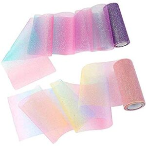 gocelyn rainbow glitter tulle rolls shimmer color assortment for table runner chair baby shower sash bow pet tutu skirt sewing crafting fabric wedding unicorn christmas party gift ribbon