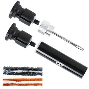 cyclingdeal mountain mtb road bike bicycle tubeless tire repair plug kit - store inside handlebar - fix a puncture or flat - plugger tool and plugs - 2 x small & 2 x large strads