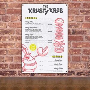 spongebob squarepants the krusty krab menu metal sign