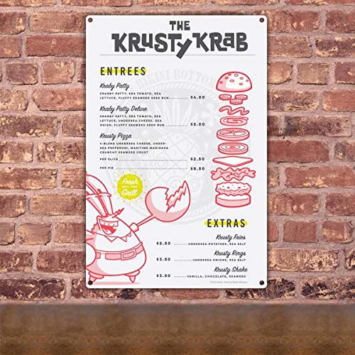 SpongeBob SquarePants The Krusty Krab Menu Metal Sign