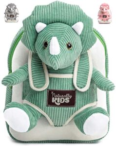 naturally kids small dinosaur backpack dinosaur toys for kids 3-5 - dinosaur toys for 3 4 5 6 7 year old girls gift - toddler backpack for boys girl - green triceratops - dinosaur plush stuffed animal