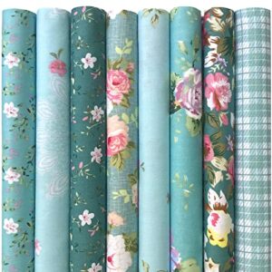 mililanyo 8pcs 18x22 inch cotton fabric green floral rose fat quarters fabric pre-cut quilt squares for patchwork quilting and diy sewing projects