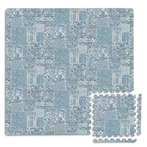 FloorPops FP3597 Mercado Interlocking Floor Tiles, Blue